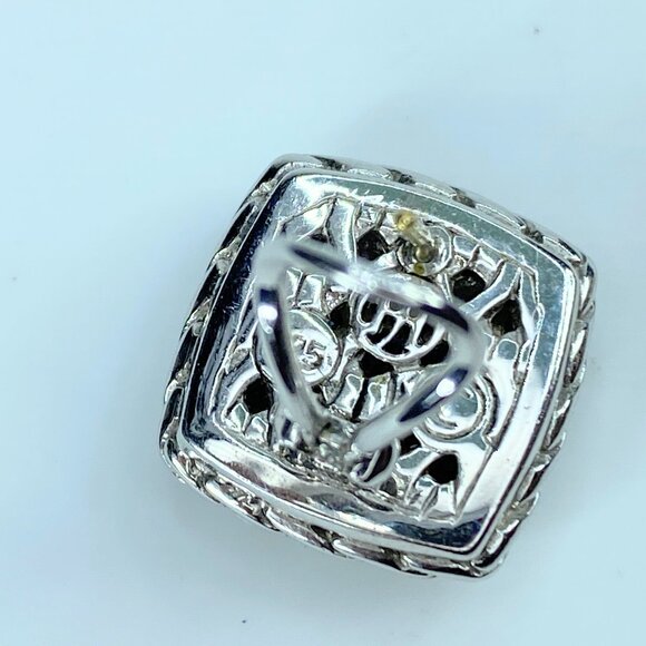 JOHN HARDY sterling silver/18K 0.34ct pave diamond square earrings 12.5g JR9847 - Picture 5 of 5